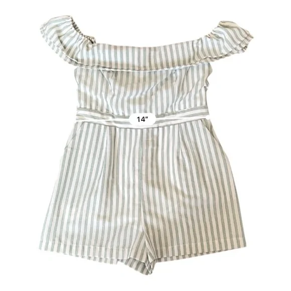 Lulu's White and Green Off-Shoulder Jumpsuit - Picture 11 of 14